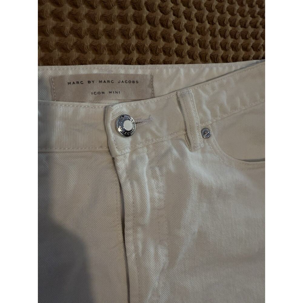 Marc By Marc Jacobs Skirt Womens 26 Iconic Mini Off White Denim * - Picture 5 of 6
